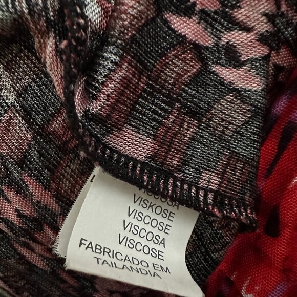 Custo Line Amazing Graphic Red Tunic Style Shirt with Short Sleeves 100% Viscose - Picture 4 of 7